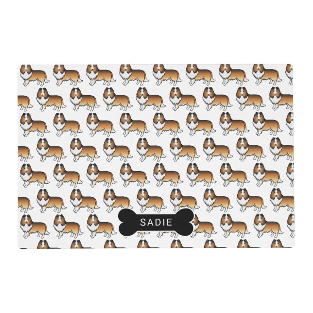 Sable Shetland Sheepdog Dog Pattern & Name Placemat (Front)