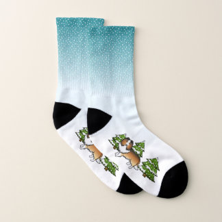 Sable Shetland Sheepdog In A Winter Forest Socks
