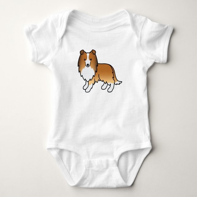 Sable Shetland Sheepdog Sheltie Cartoon Dog Baby Bodysuit (Front)