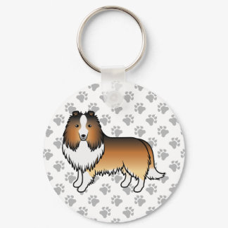 Sable Shetland Sheepdog Sheltie Cartoon Dog Keychain