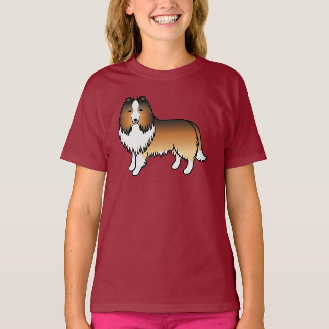 Sable Shetland Sheepdog Sheltie Cartoon Dog T-Shirt (Front)