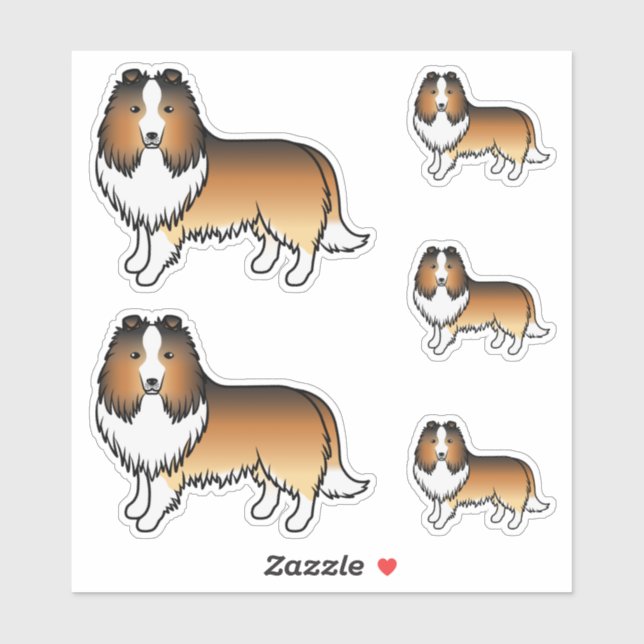Sable Shetland Sheepdog Sheltie Cartoon Dogs Sticker (Sheet)