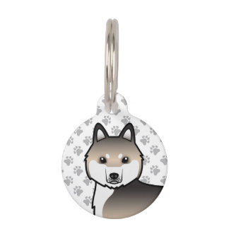 Sable Siberian Husky Cartoon Dog Head Pet ID Tag
