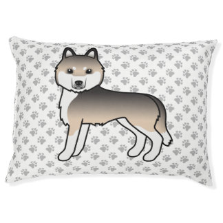 Sable Siberian Husky Cartoon Dog &amp; Paws Pet Bed