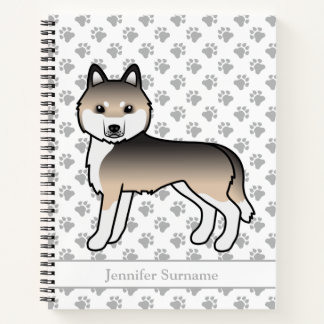 Sable Siberian Husky Cartoon Dog &amp; Text Notebook