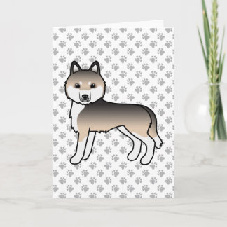 Sable Siberian Husky Cute Cartoon Dog Card