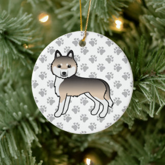 Sable Siberian Husky Cute Cartoon Dog Ceramic Ornament