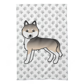 Sable Siberian Husky Cute Cartoon Dog Kitchen Towel