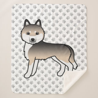 Sable Siberian Husky Cute Cartoon Dog Sherpa Blanket