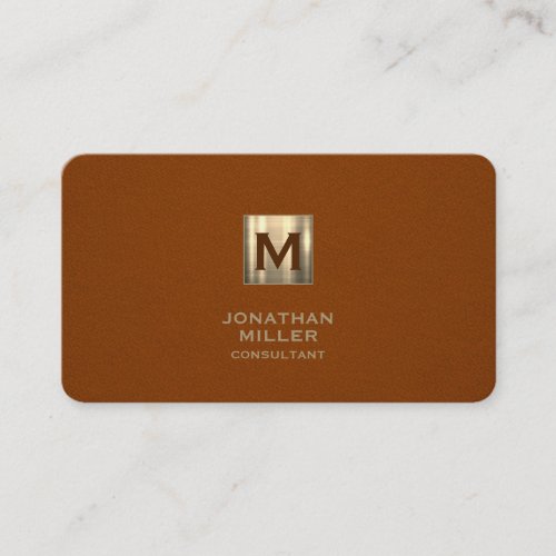Sable Suede Gold Monogram Business Card