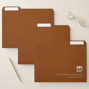 Sable Suede Luxury Gold Monogram File Folder