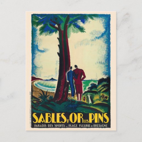 Sables dOr Les Pins France Vintage Poster 1925 Postcard