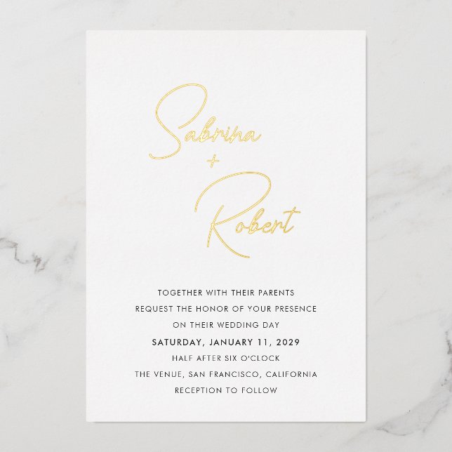 Sabrina Modern Wedding Invitation Foil Invitation (Front)