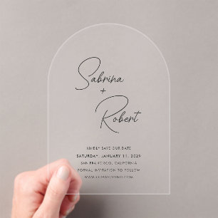 Sabrina Modern Wedding Save the Date Acrylic Invitations