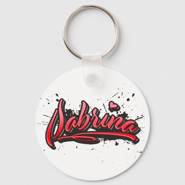 Sabrina red Heart Graffiti Schlüsselanhänger Keychain (Front)