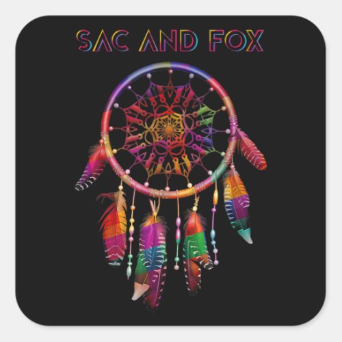 Sac and Fox Native American Indian Colorful Dreamc Square Sticker