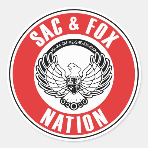 sac fox flag american native usa ethnic symbol ind classic round sticker