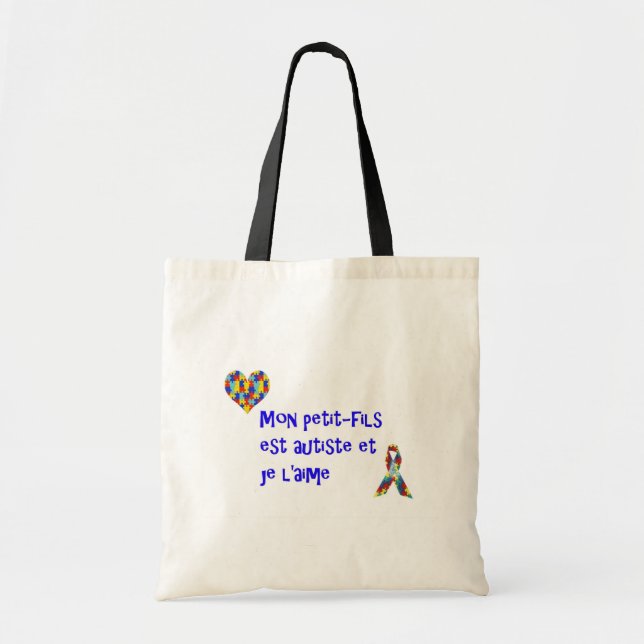Sac Mon petit-fils est autiste et je l'aime Tote Bag (Front)