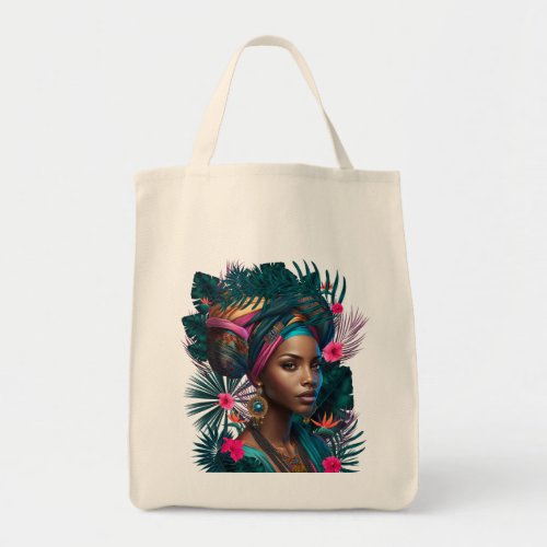 Sac tote Bag Belle Femme Africaine Et Hibiscus