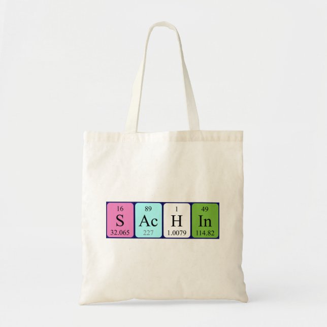 Sachin periodic table name tote bag (Front)