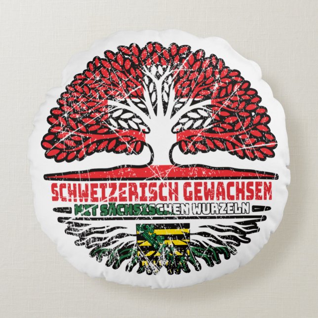 Sachsen Sächsisch Schweizer Schweiz Baum Wurzel Round Pillow (Front)