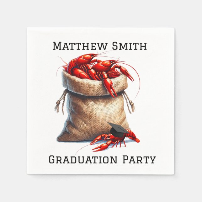 Sack Of Crawfish Graduation Party Custom Napkins (Front)