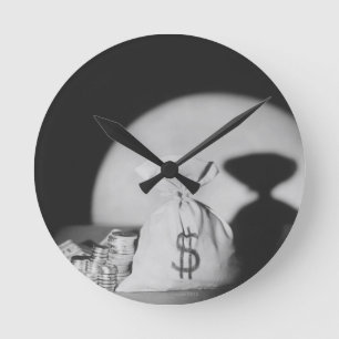 Sack of Money Round Clock