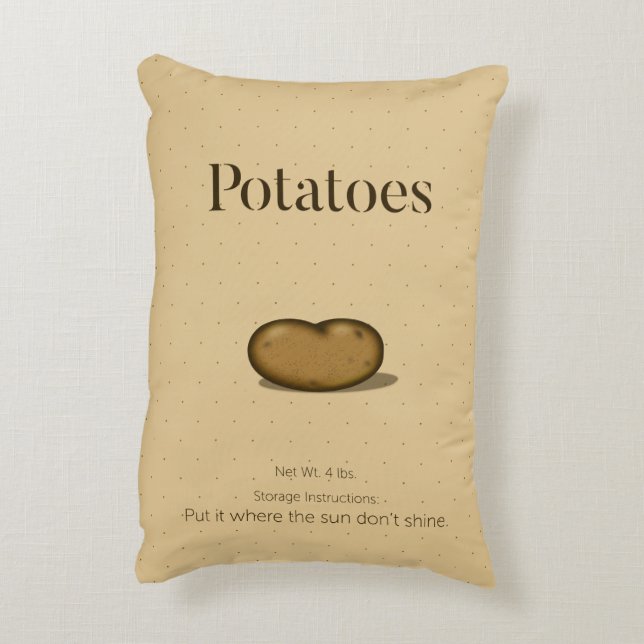 Sack of Potatoes Humorous Storage Instructions Accent Pillow (Back(Vertical))
