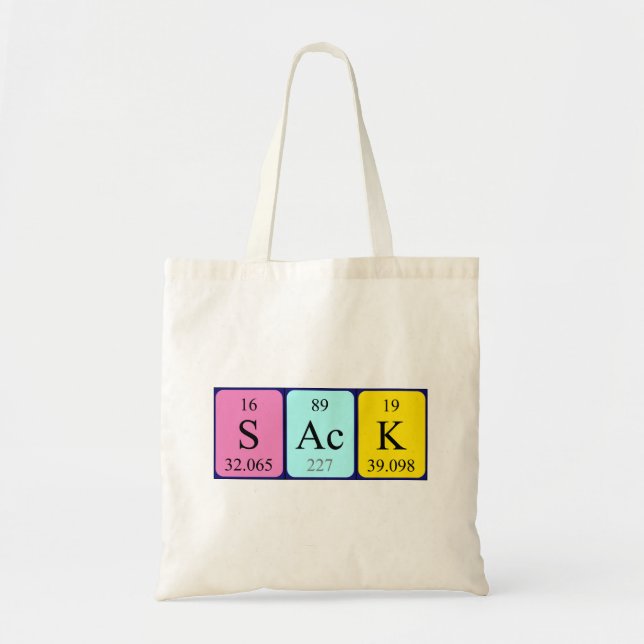 Sack periodic table word tote bag (Front)