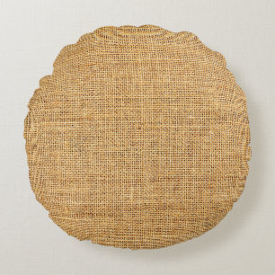 Sackcloth Texture: Rustic Background Essence Round Pillow