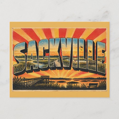Sackville NB Waterfowl Park Marsh Boardwalk Art Postcard