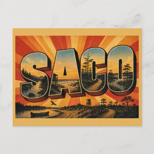 Saco Maine River Beaches Salt Marshes Art Postcard