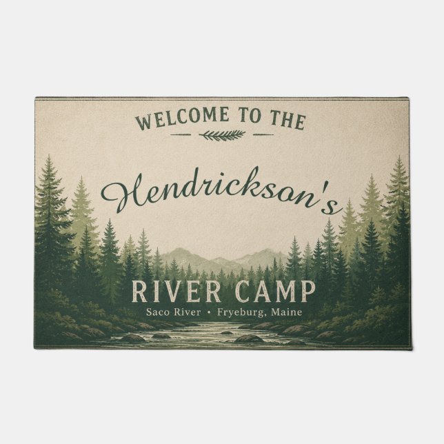 Saco River Camp Personalized Doormat (Front)