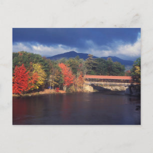 Saco River Covered Bridge Autumn Storm Postcard