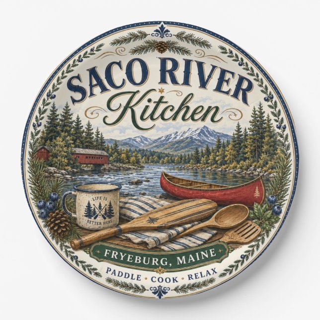 Saco River Fryeburg Maine Kitchen Melamine Plate (Front)
