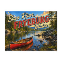 Saco River Fryeburg Maine Nostalgic Postcard
