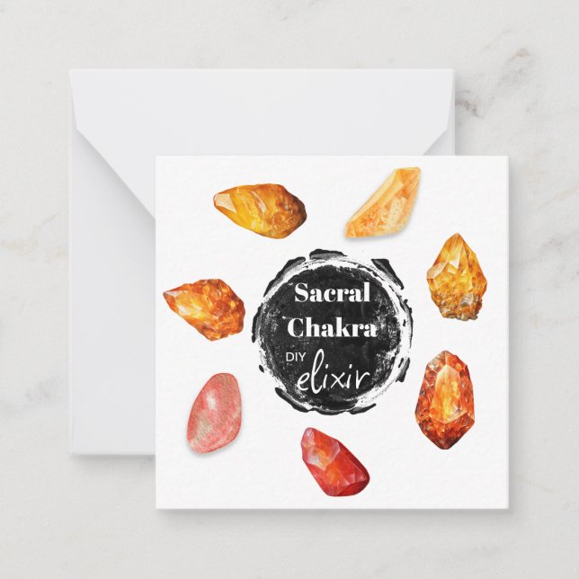 *~* Sacral Chakra Elixir AP64 Stones Emoto Note Card (Front)