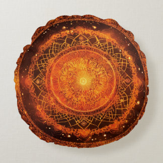 Sacral Chakra Orange Mandala Meditation Round Pillow
