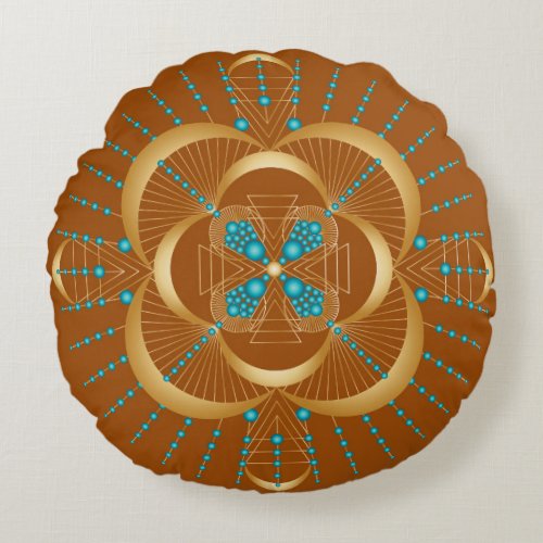 Sacral Chakra Shadow Mandala Round Pillow