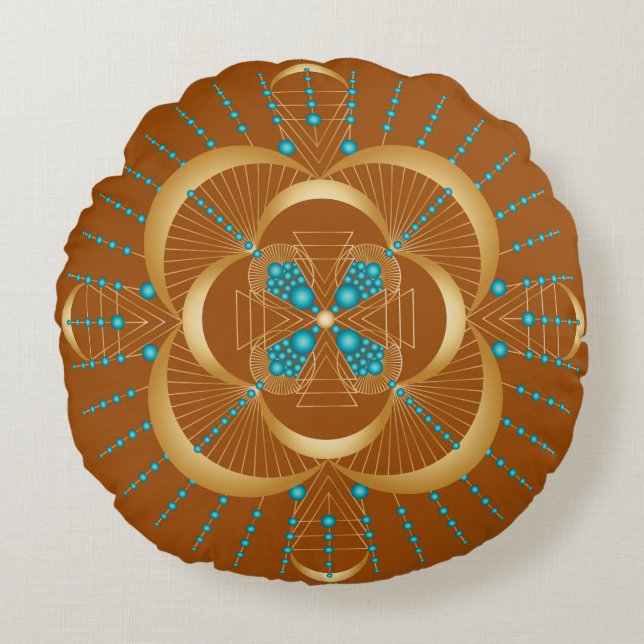 Sacral Chakra Shadow Mandala Round Pillow (Front)