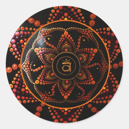Sacral Chakra Svadhishthana Dot Art Mandala Classic Round Sticker