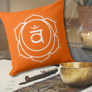 Sacral Chakra   Svadhisthana   Orange Meditation Throw Pillow