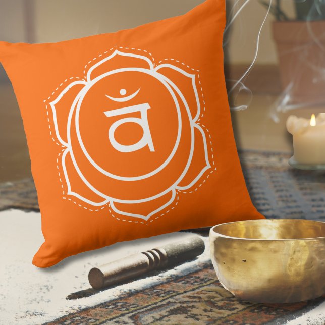 Sacral Chakra | Svadhisthana | Orange Meditation Throw Pillow (Creator Uploaded)