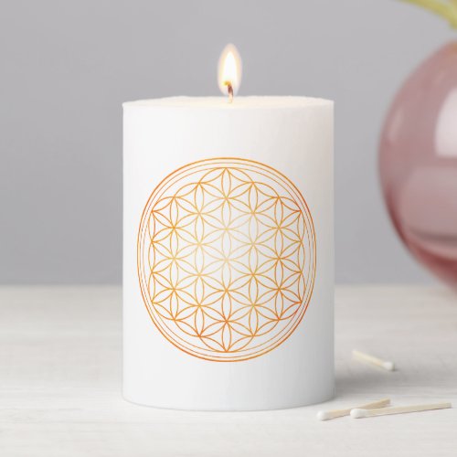 Sacral Orange Watercolor Flower of Life Protection Pillar Candle