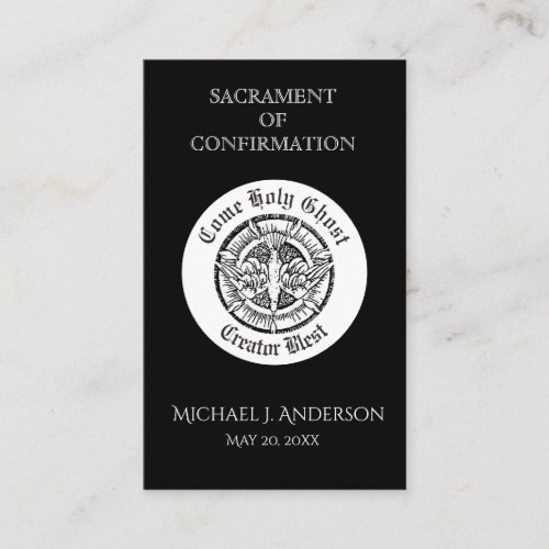 Sacrament Confirmation BW Dove Elegant Holy Card