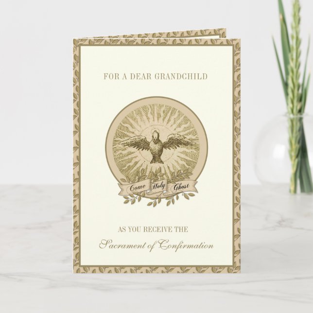 Sacrament Confirmation Holy Ghost Grandchild Holiday Card (Front)