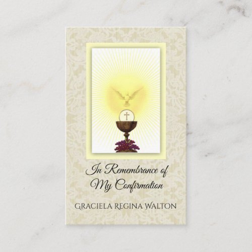 Sacrament Confirmation Lace Chalice Host Dove Business Card