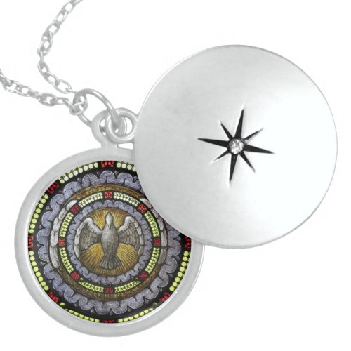 Sacrament Confirmation Stained Glass Holy Spirit Locket Necklace