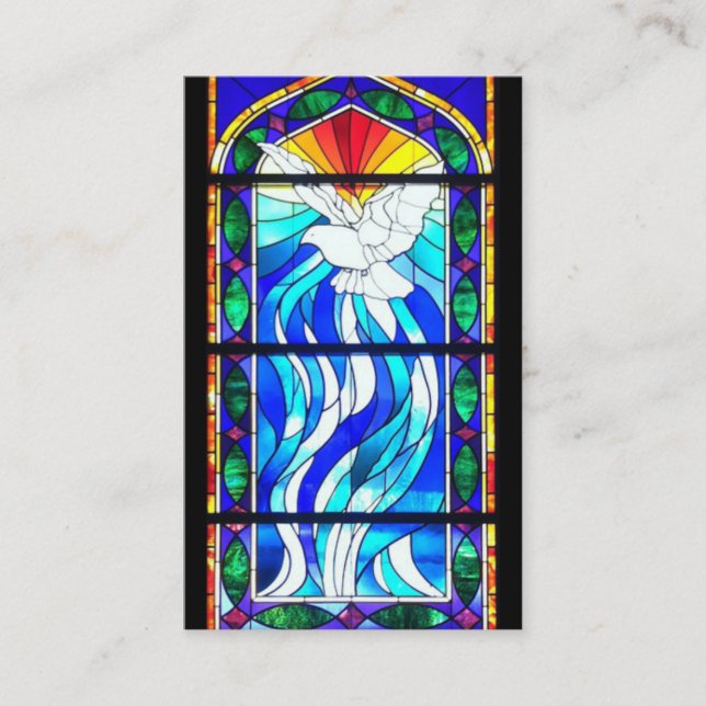 Sacrament Confirmation Stained Glass Window Dove Business Card (Front)