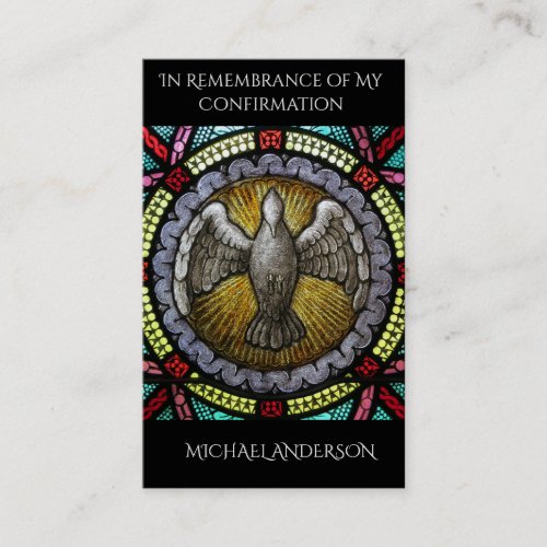 Sacrament Confirmation Stained Glass Window Dove Business Card